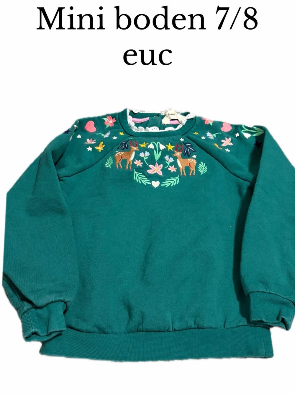 Mini boden 7/8 deer sweatshirt